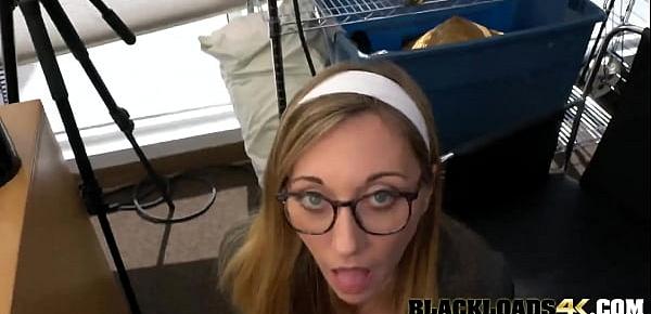 Nerdy chick gets a job that will corrupt her pussy